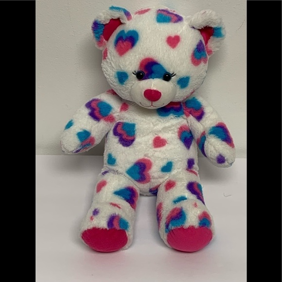 Build a Bear | Hearts and Hugs Bear Blue Purple Pink Scented 16" BAB Plush - Picture 1 of 8